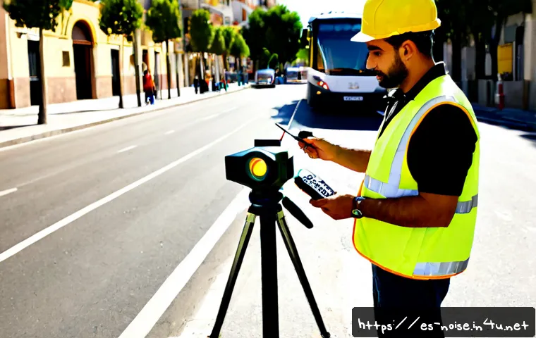 소음진동과 환경 영향 분석 - Photorealistic environmental noise and vibration assessment beside a busy urban roadway in a Spanish...